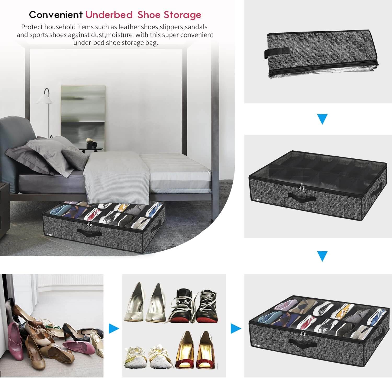 Under-bed and over-the-door storage options